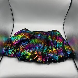 Walmart Rainbow Sequin Mini Skirt Pride Festival‎ Party Multi Color 94349